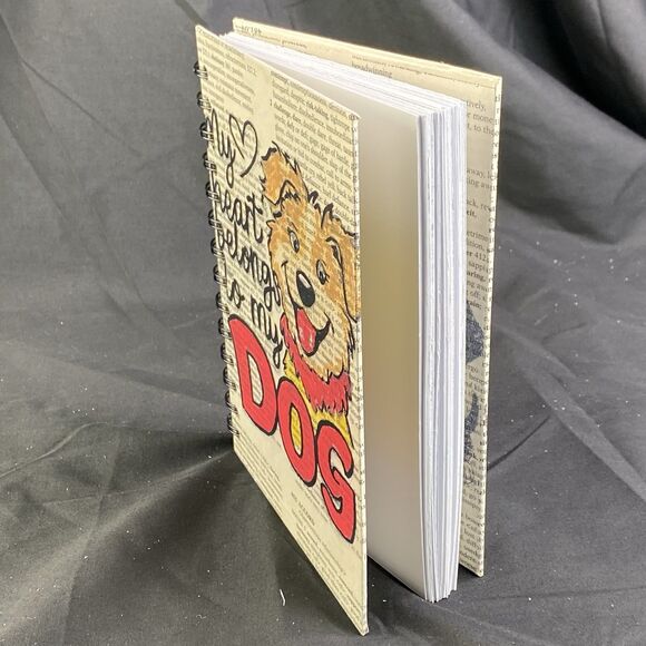 Journal Unique Dog Lover Designs Handmade Upcycle Spiral Notebook Best Friend - Picture 6 of 6